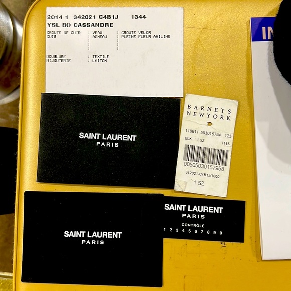 Auth. Saint Laurent Monogram YSL Cassandre Suede Tote Black & Gold - Picture 2 of 12